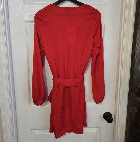 Hello Molly Red Long Sleeve V-Neck Sundress - Picture 4 of 6